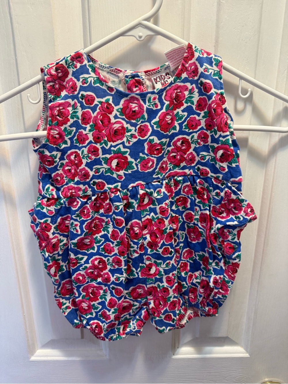 Vintage 90’s baby Floral Baby Romper in Blue and red